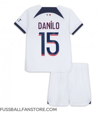 Paris Saint-Germain Danilo Pereira #15 Replik Auswärtstrikot Kinder 2023-24 Kurzarm (+ Kurze Hosen)